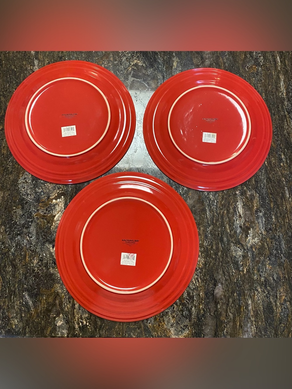 Rachael Ray Red Ceramic Dinner Plates Set - Picture 3 of 4